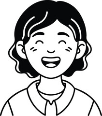 Obraz premium student avatar flat vector line art white background confident smile