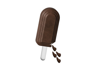 Melting Chocolate Popsicle Illustration on Black Background for Summer Dessert Concepts