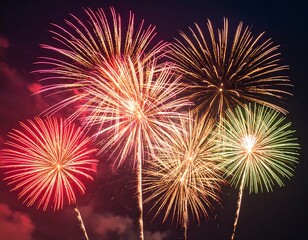 Fireworks exploding in a vibrant night sky