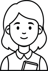 Obraz premium student avatar flat vector line art white background relaxed face