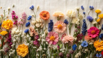Botanical layout with blooming wild flowers illustration