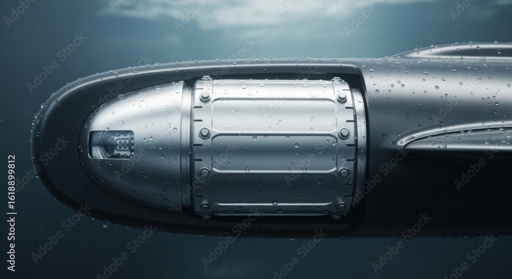 Poster side profile of an advanced pressureproof container integrated within an underice glider built to en