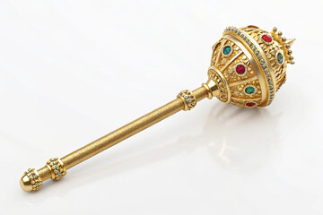 Explore the golden scepter of power and authority with gems, a royal symbol of leadership and majesty