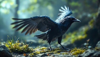 crow on the ground