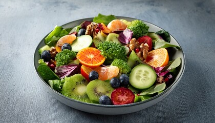 fresh healthy green salad with assorted vegetables and fruits perfect for a delicious meal or appetizer