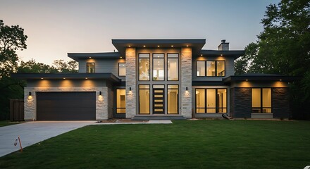 Stylish new luxury home construction exterior residence featuring premium amenities