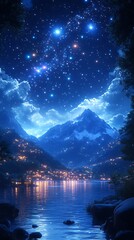 Celestial night reflects through mountain glass