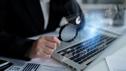 Real-time global data analytics dashboard visualizing insights from interconnected systems for...