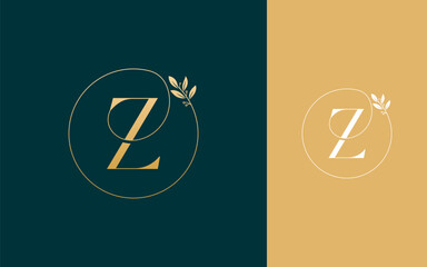 Abstract Initial letter Z with nature leaf logo design vector illustration