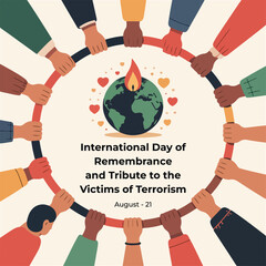 International Day of Remembrance and Tribute to the Victims of Terrorism – Peaceful Candle and Bird Illustration
