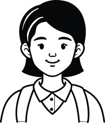 student avatar flat vector line art white background friendly smile
