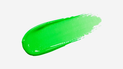 Bright green paint stroke on white background showcases vibrant color