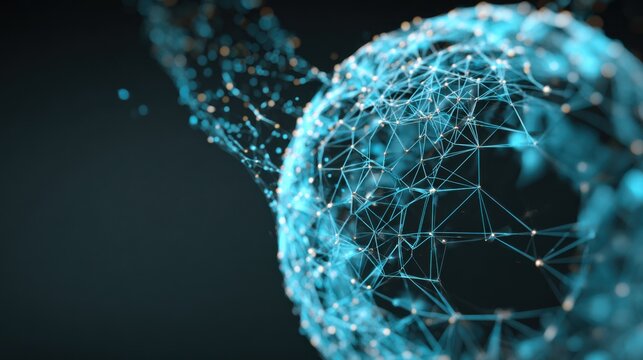 glowing blue sphere network data