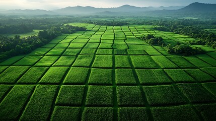 Divided farmland green field stretch horizon illustration