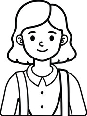 Obraz premium student avatar flat vector line art white background soft smile