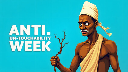 Mahatma Gandhi with Charkha for Atmanirbhar Bharat and Sustainability Week