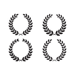 Obraz premium Four laurel wreath silhouettes vector isolated on white background.