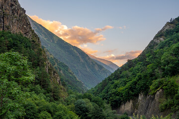 The beautiful mountainous landscape of Upper Khevsureti, Georgia