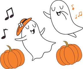 A set of autumn Halloween pumpkins illustration for a festive fall harvest