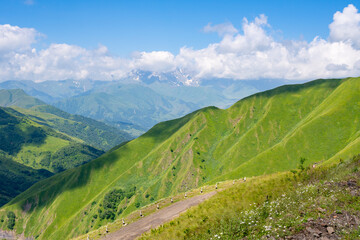 The beautiful mountainous landscape of Upper Khevsureti, Georgia