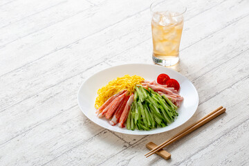 冷やし中華　夏の家庭料理