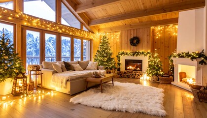 Cozy Christmas chalet living room