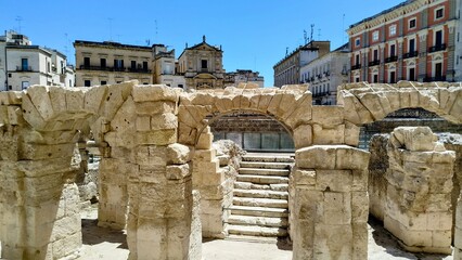 roman amphitheater in Lecce, italy