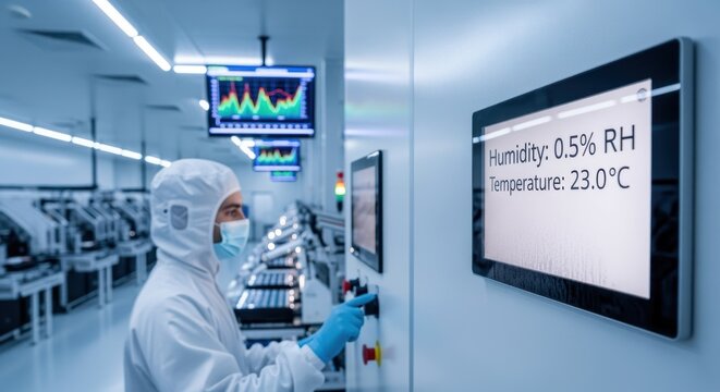 Monitoring humidity and temperature controls in a lithiumion battery dryroom to ensure optimal environmental parameters during cell assembly.
