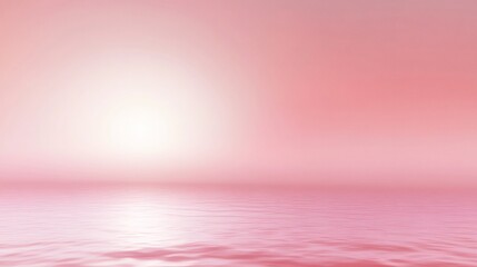 Pink ocean reflecting bright sunlight during sunset
