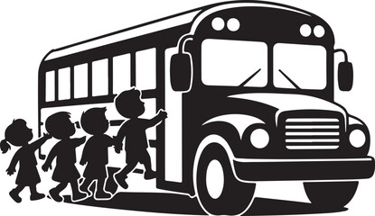 Children boarding school bus transportation