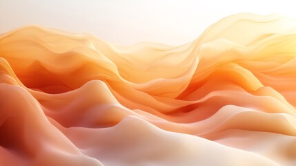 Abstract orange wavy fabric flowing smoothly in the air
