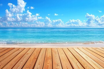 Fototapeta premium Tropical Beach Scene with Wood Pier, sea ,vacation