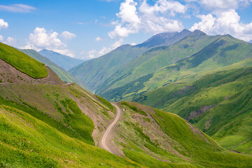Naklejka premium The beautiful mountainous landscape of Upper Khevsureti, Georgia
