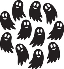 Happy black ghosts smiling halloween spooky