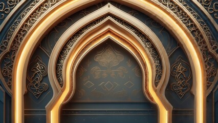 Ornate gold arches on a dark background