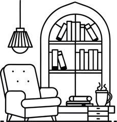 Contemporary Study and Reading Space Vector Illustration