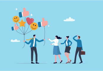 Encouragement or support employee to success, cheering, praise to raise motivation, winning pride inspiration, boost employee ambition concept, businessman giving thumb up to encourage employees