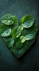 Green foliage arranged in heart shape wallpaper