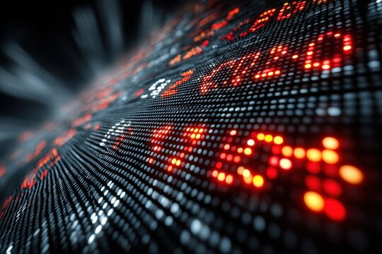 Concentric rings of digital data flowing in circular patterns with gold and blue colors to show information and technology
