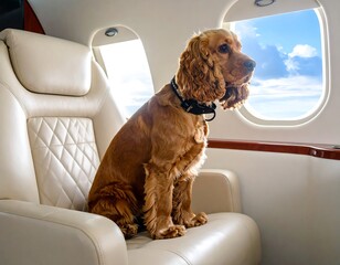 Dog in a private jet