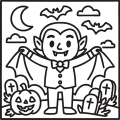 Fantasy Cozy Retreat – Bold Line Art Coloring Page with Magical Elements