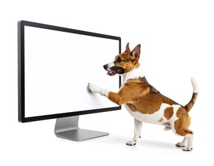 Dog interacting with a computer screen