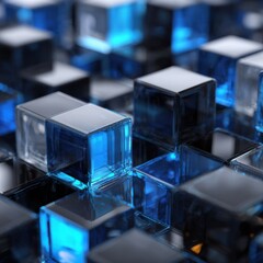 blue glass cubes abstract pattern