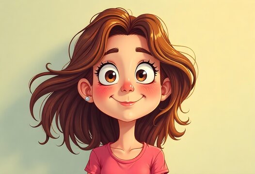 Smiling Doctor Female Cartoon Portrait - Powered by Adobe