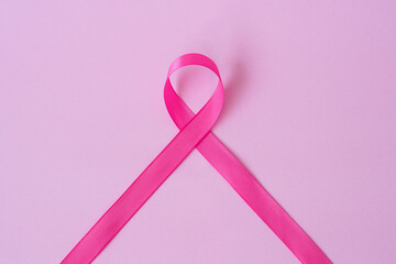 healthcare and medicine concept. pink breast cancer awareness ribbon.