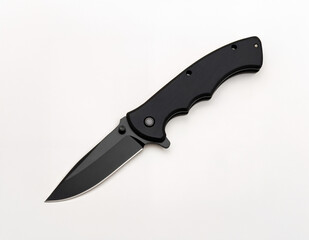 tactical folding knife with a sleek black blade and ergonomic handle, ideal for outdoor activities, emergency preparedness, survival situations, and personal protection.