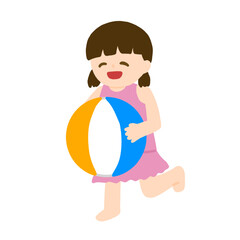 ビーチボールを持っている女の子
