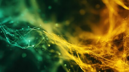 glowing abstract green gold mesh