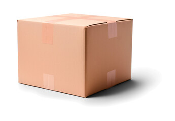 Sealed brown package for e-commerce deliveries and online shopping orders. Cardboard container on transparent background, png
