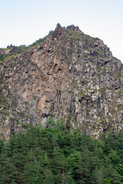 Beautiful rocky mountain in the village of Anatori, Khevsureti, Georgia